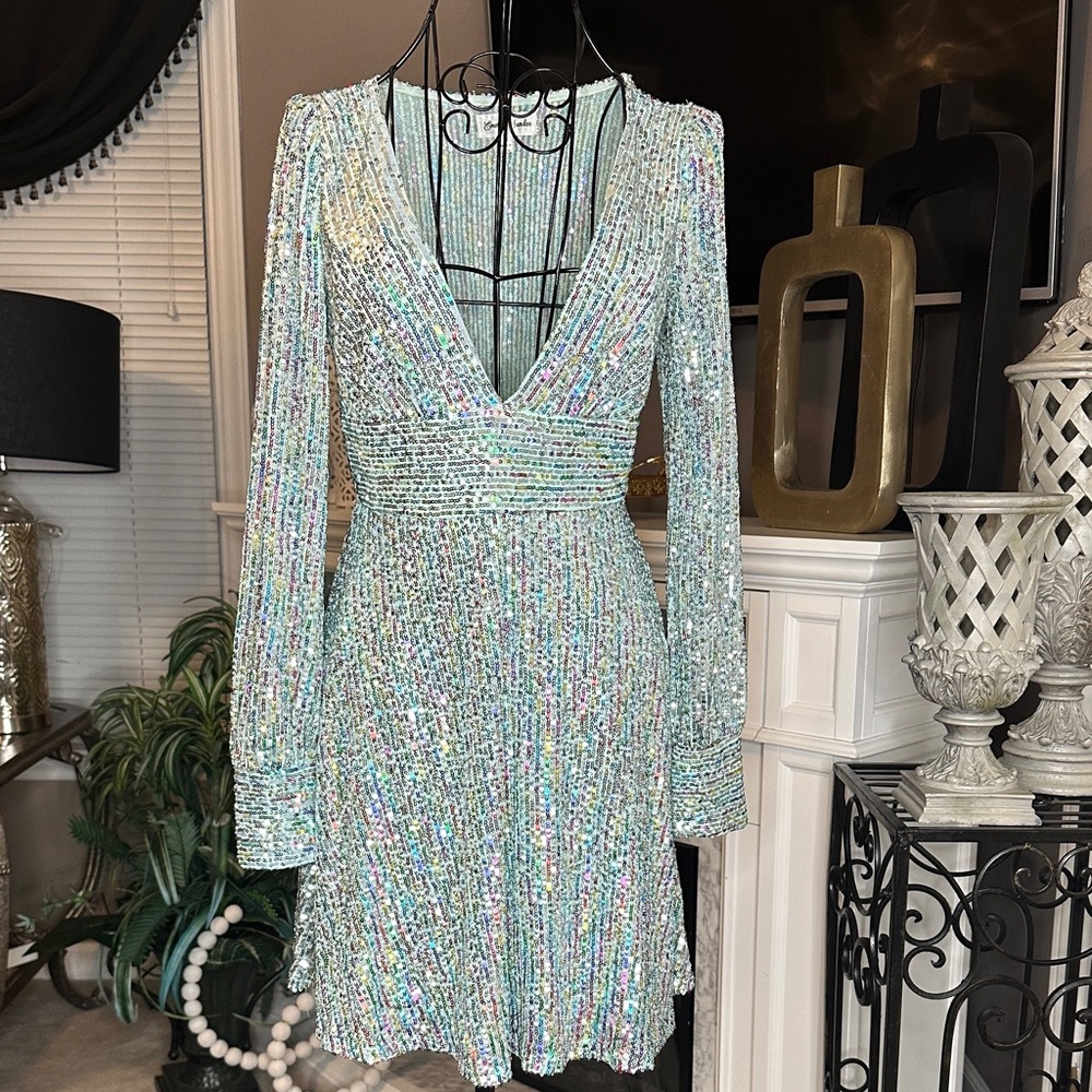 Emerald Sundae Iridescent Long Sleeve Dress
